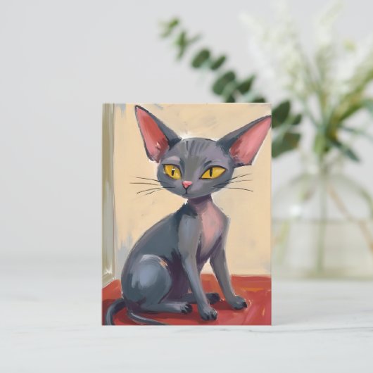 Sphynx Cat | Hairless Cat Pet Watercolor Briefkaart (Staand voorkant)