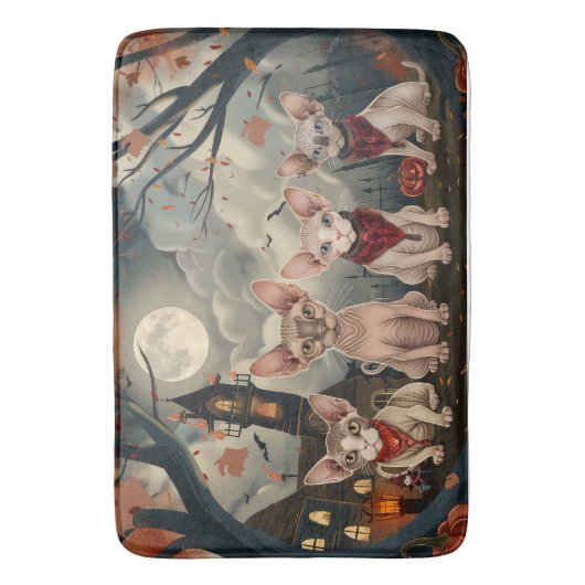 Sphynx Cat Halloween Spooky Badmat (Voorkant Verticaal)