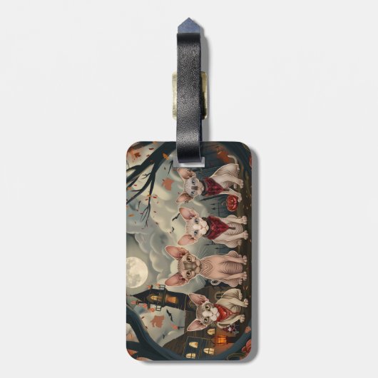 Sphynx Cat Halloween Spooky Bagagelabel (Achterkant verticaal)