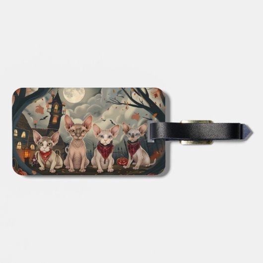 Sphynx Cat Halloween Spooky Bagagelabel (Achterkant horizontaal)