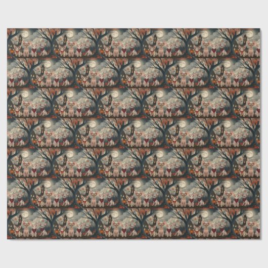 Sphynx Cat Halloween Spooky Cadeaupapier (Vlak)