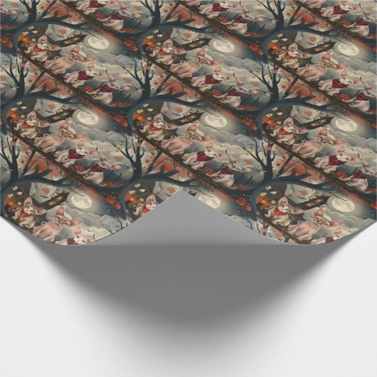 Sphynx Cat Halloween Spooky Cadeaupapier (Hoek)