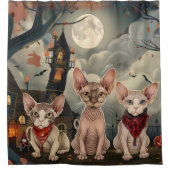 Sphynx Cat Halloween Spooky Douchegordijn (Voorkant)