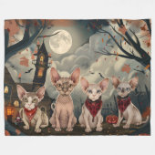 Sphynx Cat Halloween Spooky Fleece Deken (Voorkant (Horizontaal))