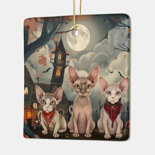 Sphynx Cat Halloween Spooky Keramisch Ornament (Links)