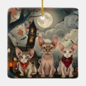 Sphynx Cat Halloween Spooky Keramisch Ornament (Achterkant)