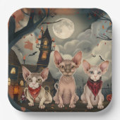 Sphynx Cat Halloween Spooky Papieren Bordje (Voorkant)