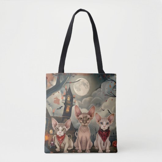 Sphynx Cat Halloween Spooky Tote Bag (Voorkant)