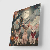 Sphynx Cat Halloween Spooky Vierkante Klok (Hoek)