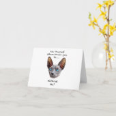 Sphynx Cat Hand getekende digitale kunst Kaart (Gele Bloem)