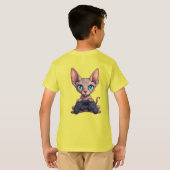 Sphynx Cat Holding Game Controller T-shirt (Achterkant volledig)