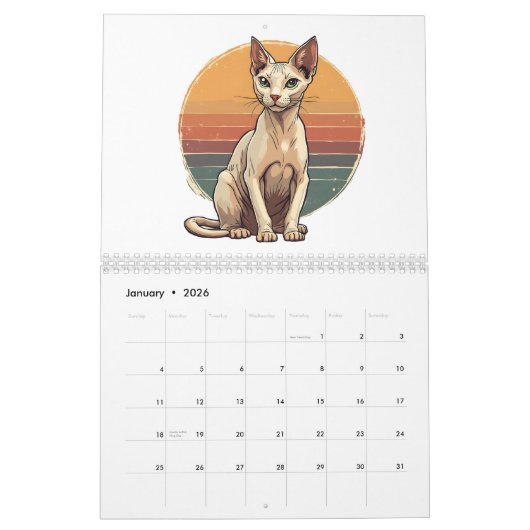 Sphynx Cat Humor Art | Flexible Quote Design Kalender (Jan 2026)