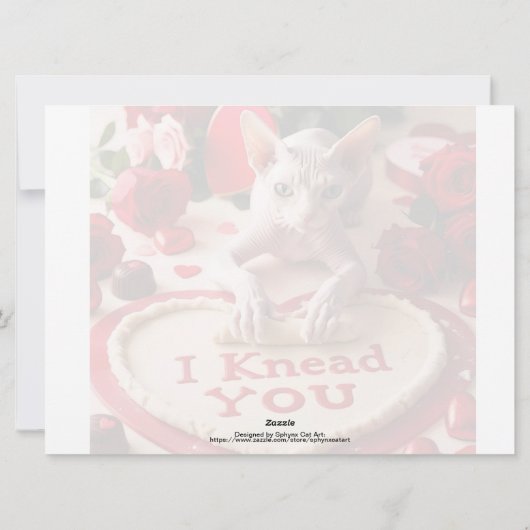 Sphynx Cat I Knead You Happy Valentijn Kaart (Achterkant)