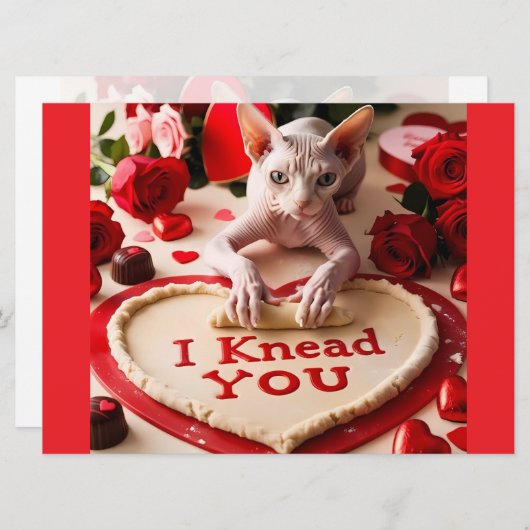 Sphynx Cat I Knead You Happy Valentijn Kaart (Voorkant / Achterkant)