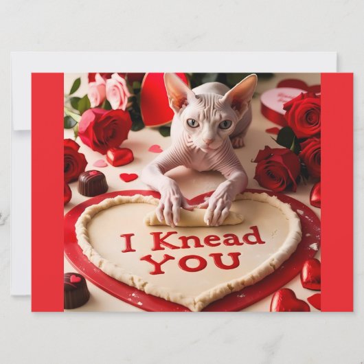 Sphynx Cat I Knead You Happy Valentijn Kaart (Voorkant)