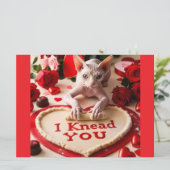 Sphynx Cat I Knead You Happy Valentijn Kaart (Staand voorkant)