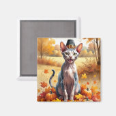 Sphynx Cat in Autumn verlaat Thanksgiving Magneet (Voorkant / Achterkant)