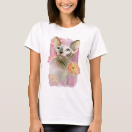 Sphynx Cat in bloemen. T-shirt