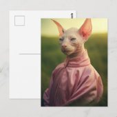 Sphynx Cat in Outfit – Playful Nature Art Briefkaart (Voorkant / Achterkant)