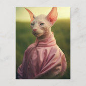 Sphynx Cat in Outfit – Playful Nature Art Briefkaart (Voorkant)