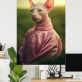 Sphynx Cat in Outfit – Vibrant Nature Art Poster (Thuiskantoor)