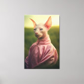 Sphynx Cat in Outfit – Vibrant Nature Scene Canvas Afdruk (Voorkant)