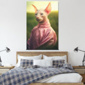 Sphynx Cat in Outfit – Vibrant Nature Scene Canvas Afdruk (Insitu (Slaapkamer))