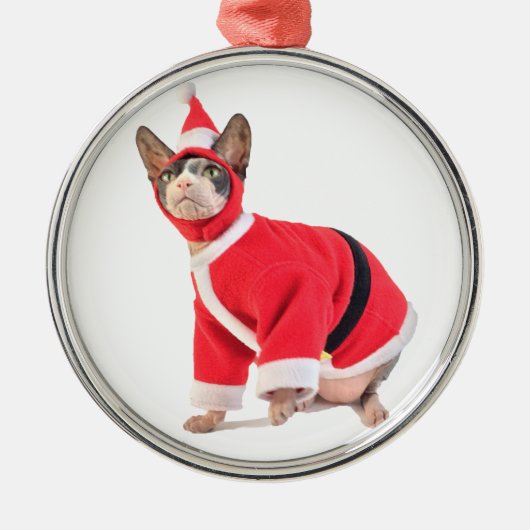 Sphynx Cat in Santa Claus Suit Ornament (Voorkant)