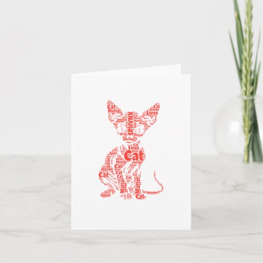 Sphynx Cat Lives Word Cloud Silhouette Sticker Kaart (Voorkant)