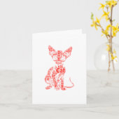 Sphynx Cat Lives Word Cloud Silhouette Sticker Kaart (Gele Bloem)