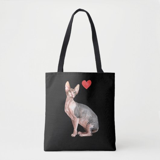 Sphynx Cat Lover Kitten Heart Tote Bag (Voorkant)