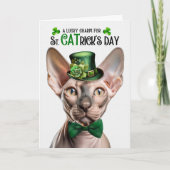 Sphynx Cat Lucky Charm St CATrick's Day Feestdagen Kaart (Voorkant)