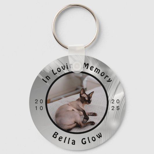 Sphynx Cat Memorial Silver Remembrance Art Sleutelhanger (Voorkant)
