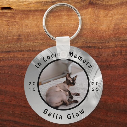 Sphynx Cat Memorial Silver Remembrance Art Sleutelhanger (Voorkant)