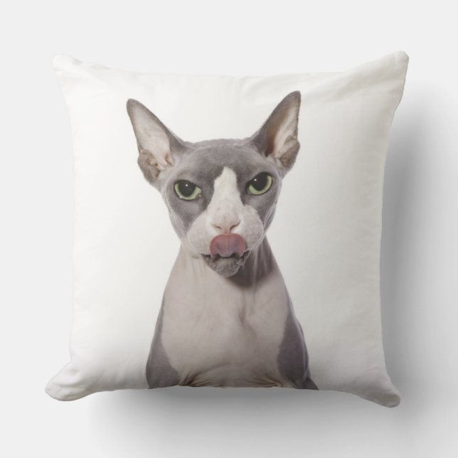 Sphynx Cat met tong uit Kussen (Voorkant)