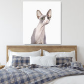 Sphynx Cat met verraste expressie Canvas Afdruk (Insitu (Slaapkamer))