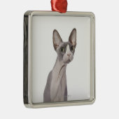 Sphynx Cat met verraste expressie Metalen Ornament (Rechts)
