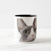 Sphynx Cat met verraste expressie Tweekleurige Koffiemok (Center)