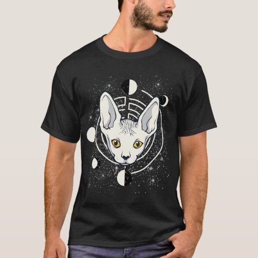 Sphynx Cat Moon Phase Gothic T-shirt (Voorkant)
