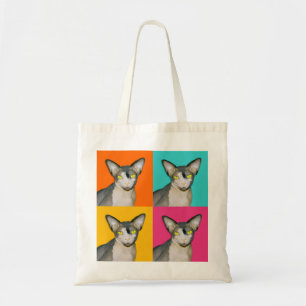 Sphynx Cat Ninja Pop Art Multicolor Tote Bag