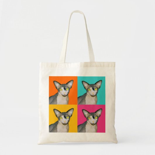 Sphynx Cat Ninja Pop Art Multicolor Tote Bag (Voorkant)