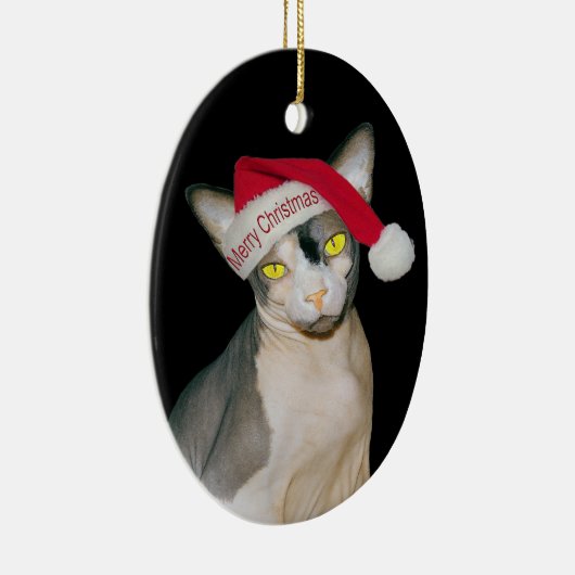 Sphynx Cat Ninja Santa Kerstmis Keramisch Ornament (Rechts)