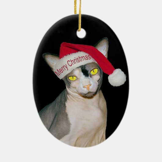 Sphynx Cat Ninja Santa Kerstmis Keramisch Ornament (Achterkant)