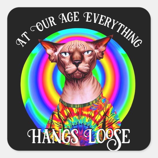 Sphynx Cat Over the Hill Verjaardag Vierkante Sticker (Voorkant)