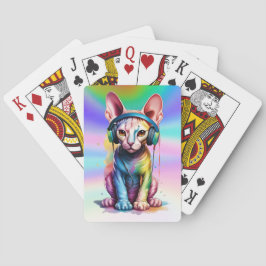 Sphynx Cat Rainbow Hoofdtelefoon Pokerkaarten