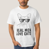 Sphynx Cat, Real Mannen Love Cats T-Shirt (Voorkant)
