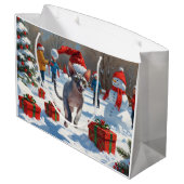 Sphynx Cat Running in Snow met kerst Pet Groot Cadeauzakje (Achterkant Gekanteld)