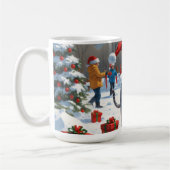 Sphynx Cat Running in Snow met kerst Pet Koffiemok (Links)