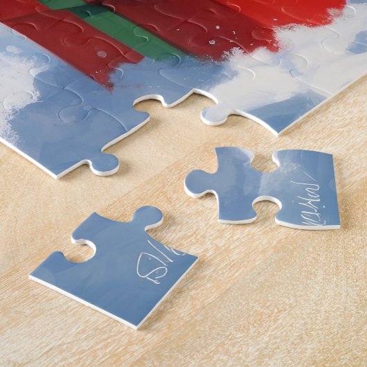 Sphynx Cat Running in Snow met kerst Pet Legpuzzel (Zijkant)