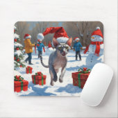 Sphynx Cat Running in Snow met kerst Pet Muismat (Met muis)